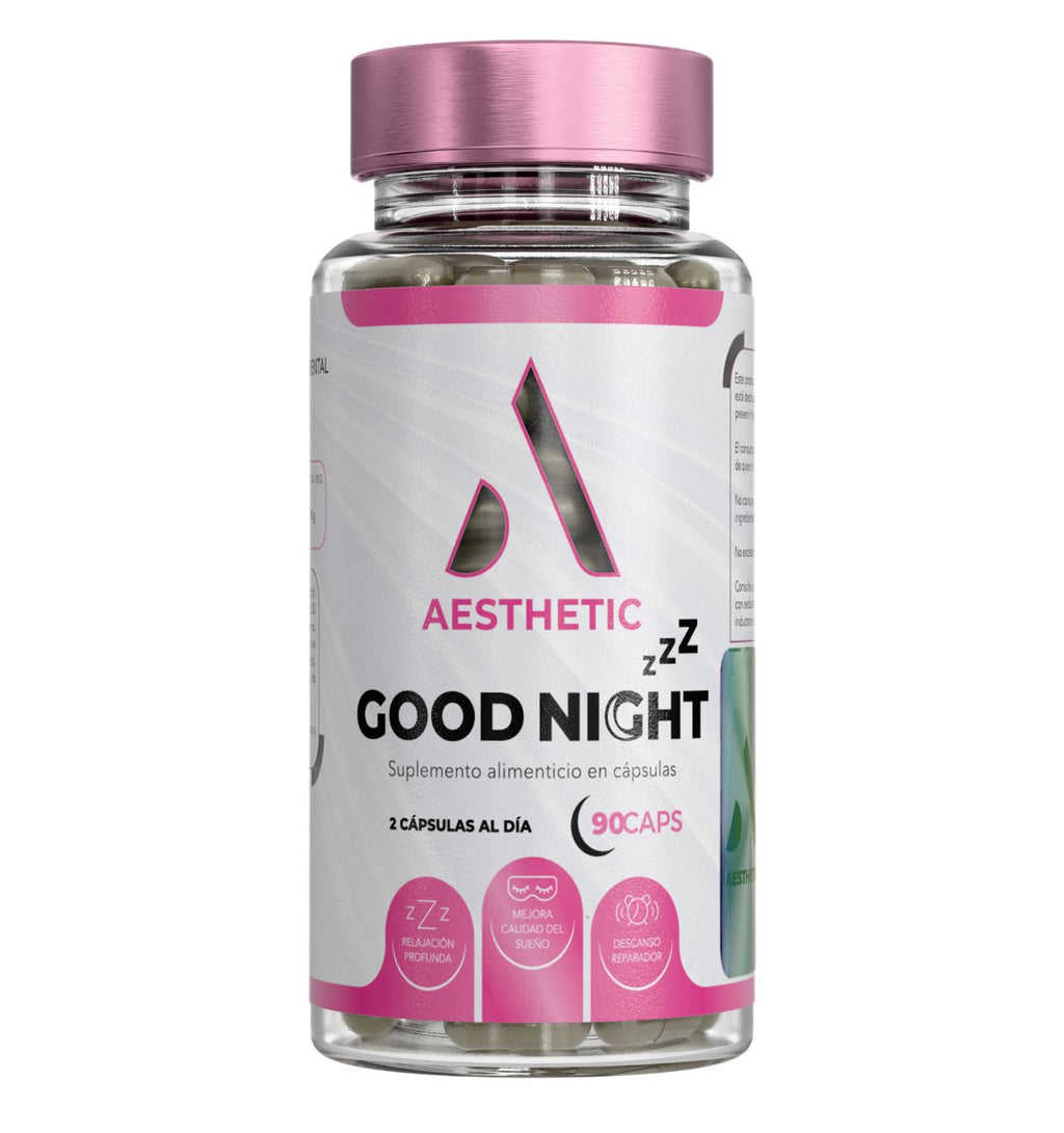 Aesthetic Good Night de Aesthetic Supplements con 90 cápsulas, suplemento para el sueño con Magnesio, GABA, L-Teanina y 5-HTP.