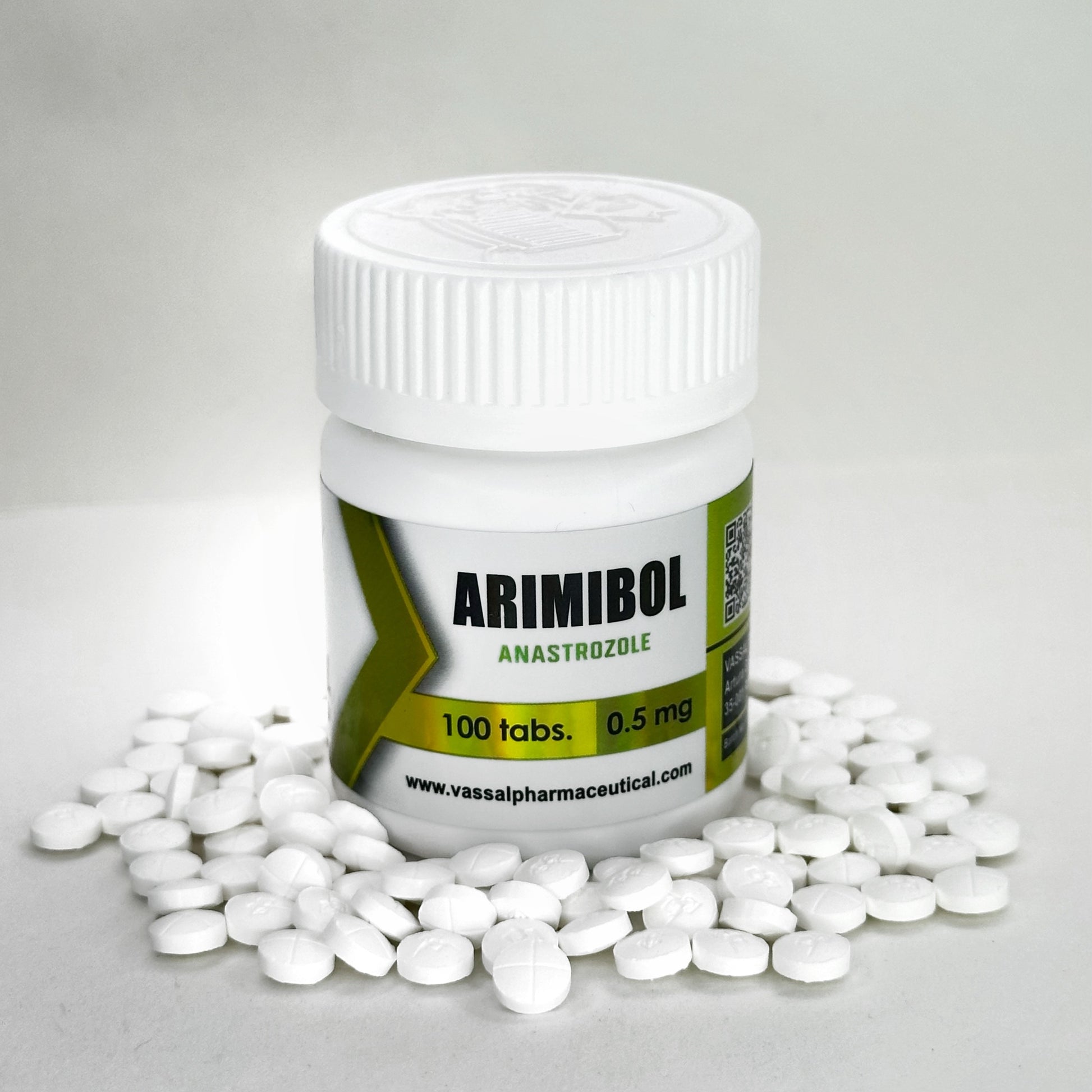 Arimibol Vassal Pharmaceutical, 100 tabletas de 0.5 mg (Anastrozol). El inhibidor de aromatasa más preciso y económico de México para controlar el estrógeno y evitar la ginecomastia.