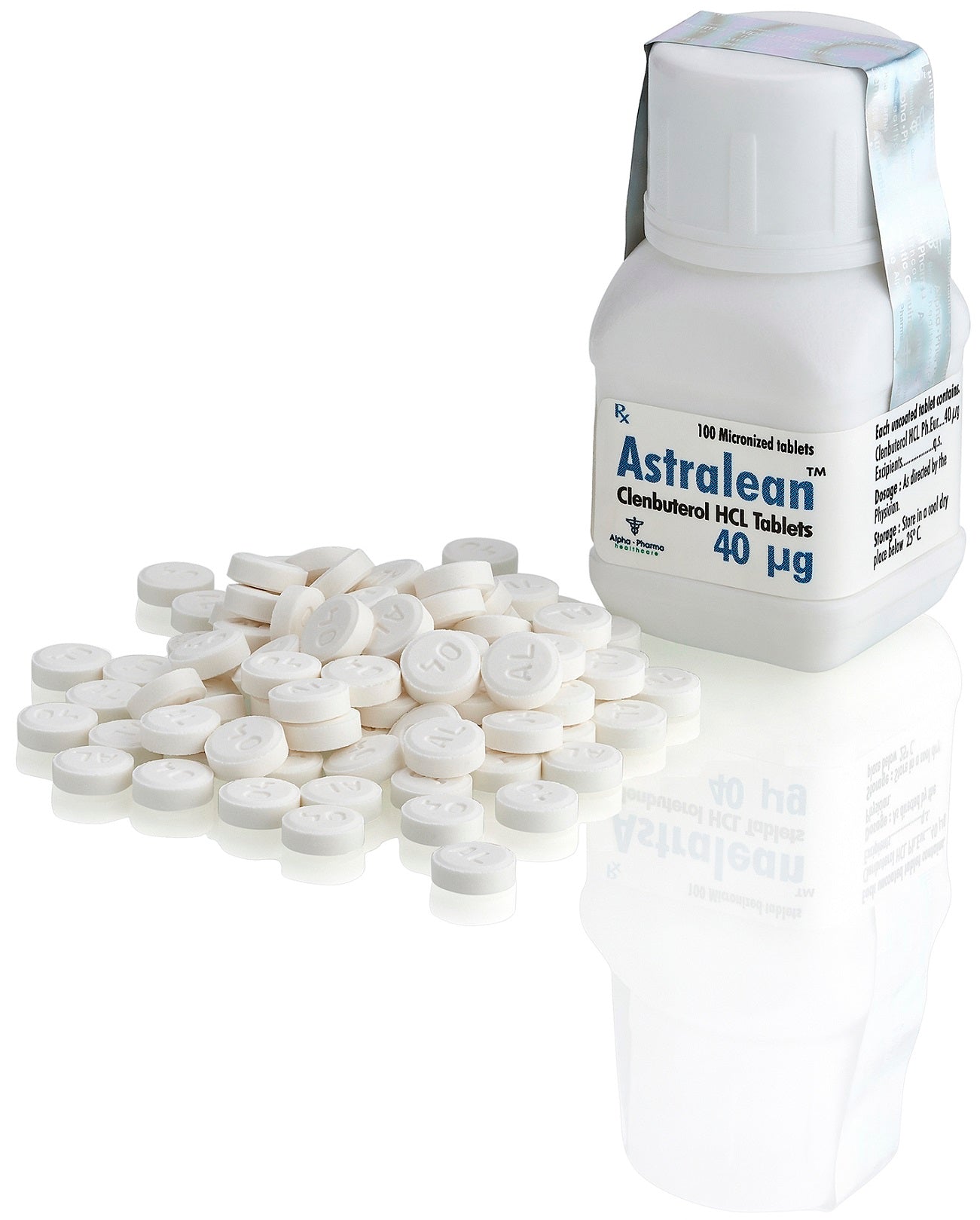 Astralean 40 mcg Alpha Pharma Healthcare 100 tabletas - Clembuterol grado farmacéutico original India.