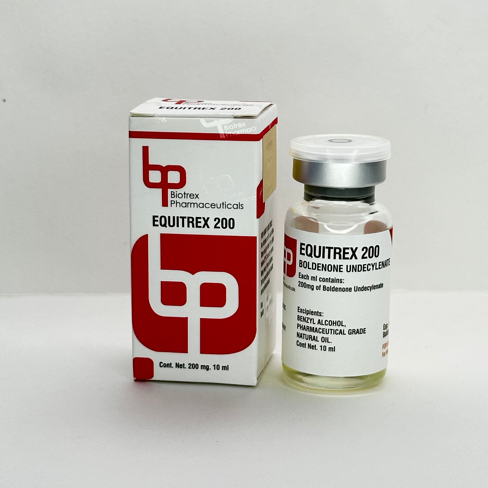 Equitrex 200 mg/ml de 10 ml de Biotrex Pharmaceuticals, undecilenato de boldenona para masa magra y vascularidad extrema.