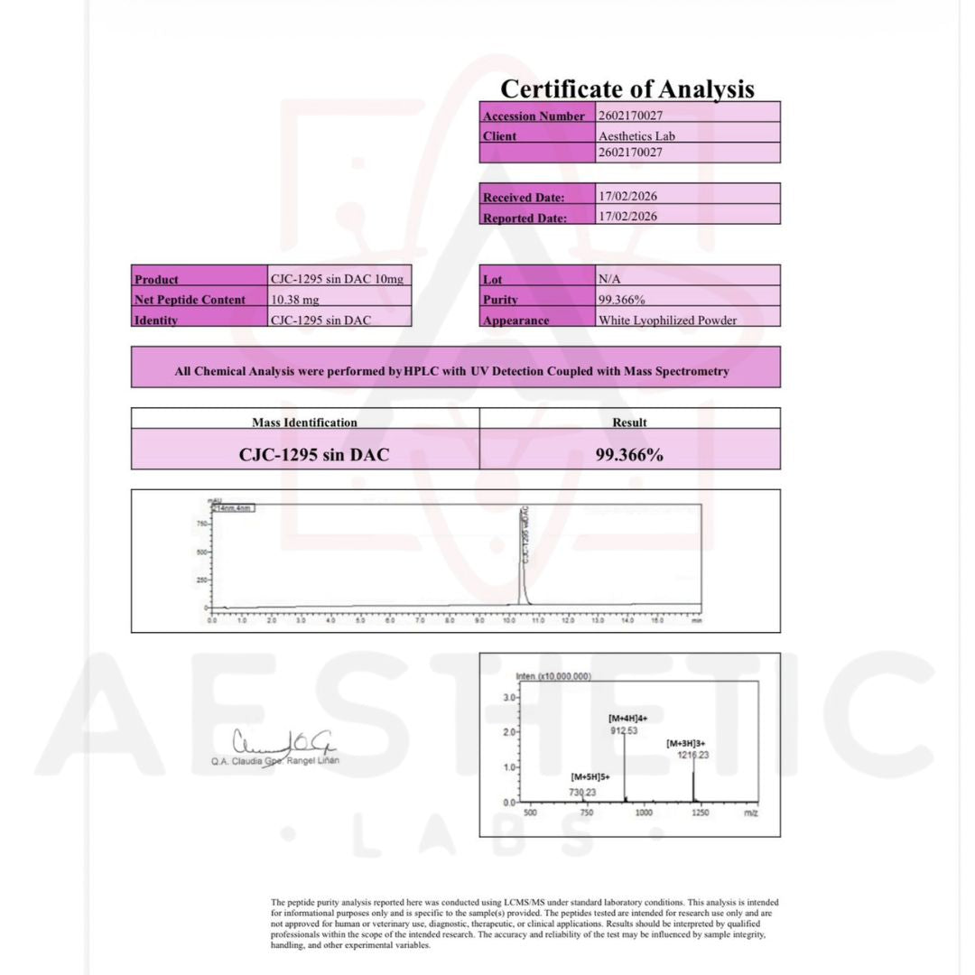 Peptido Premium Aesthetic CJC-1295 Sin Dac 10mg 99% Pureza