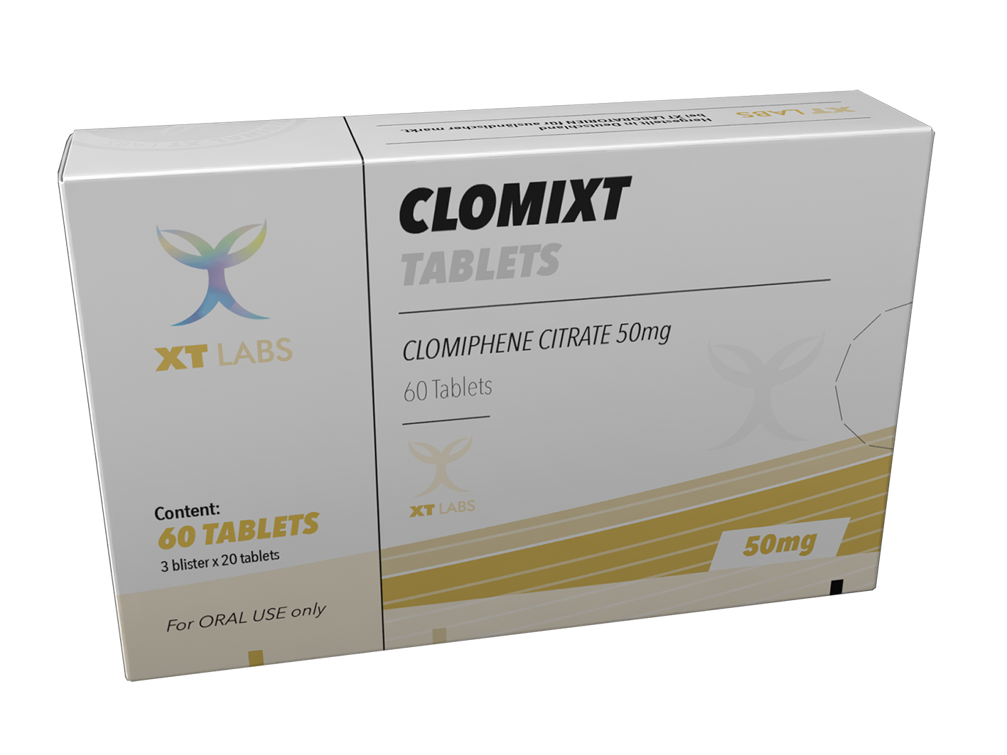 Clomid XT Labs 50mg, 60 tabletas de clomifeno original, el mejor agente para recuperación hormonal post-ciclo (PCT) y reactivación de testosterona en México.