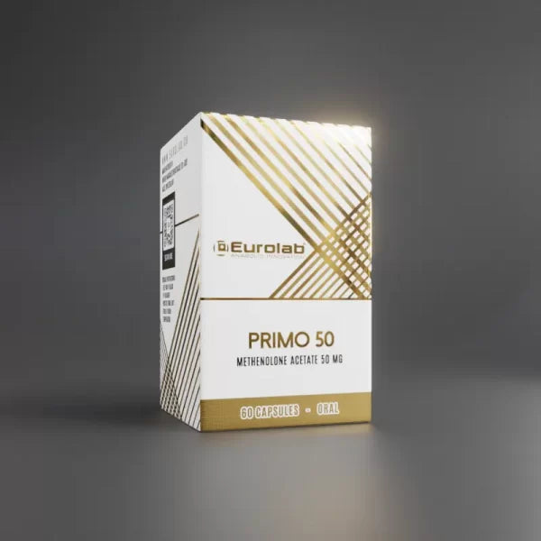 Primobolan 50 mg con 60 cápsulas de Eurolabs, suplemento de metenolona acetato para definición muscular de alta calidad y masa magra.