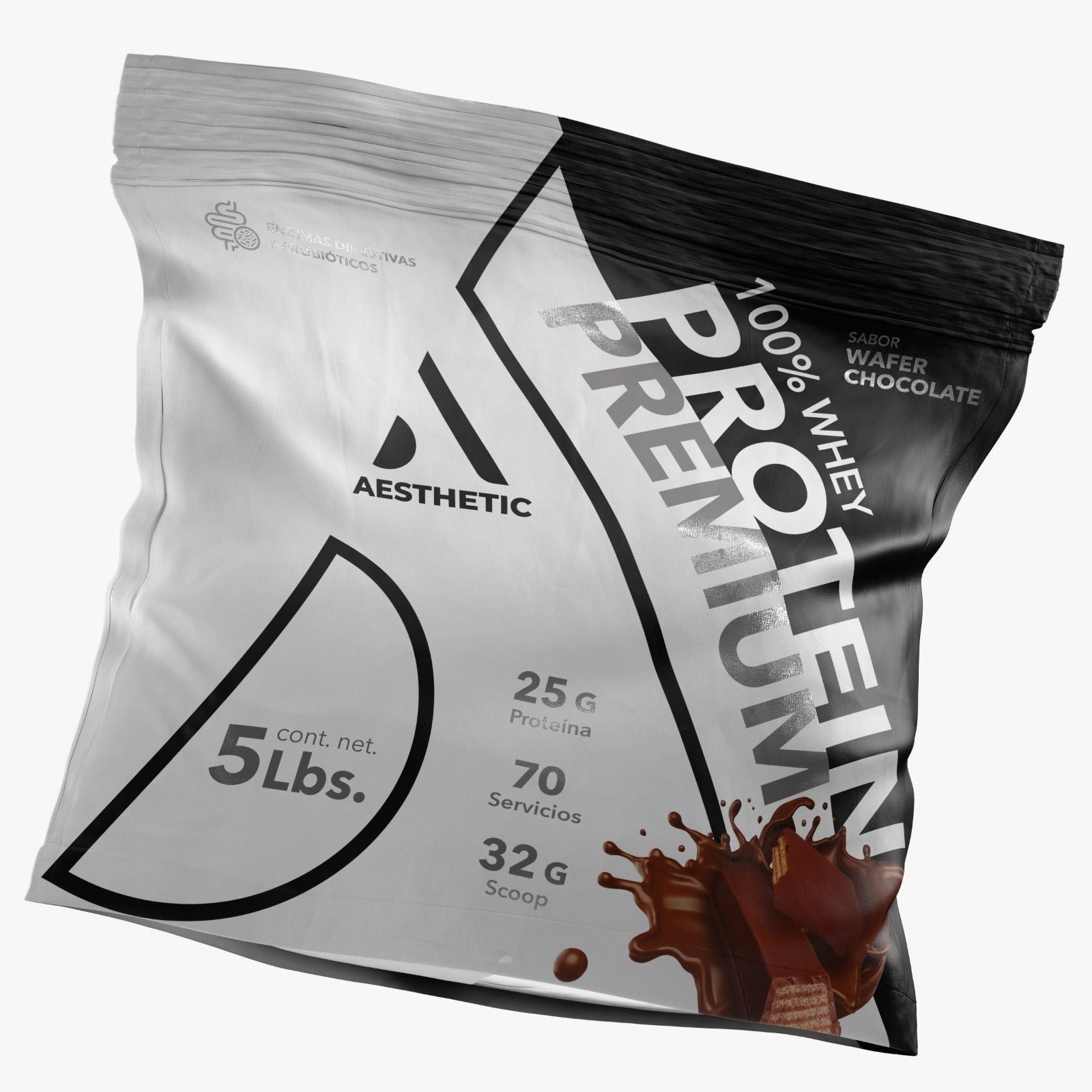 Aesthetic 100% Whey Premium Chocolate Con Probioticos y Enzimas Digestivas 70 Servicios
