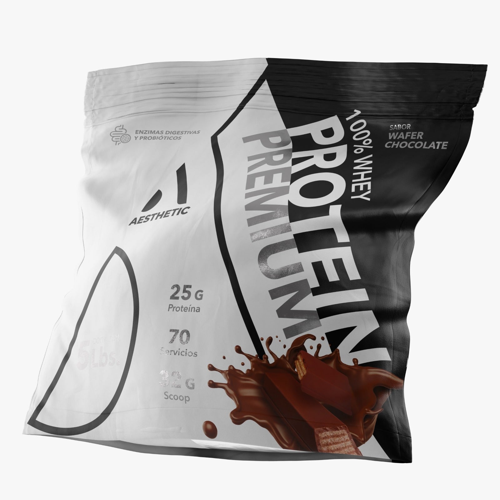 Aesthetic 100% Whey Premium Chocolate Con Probioticos y Enzimas Digestivas 70 Servicios