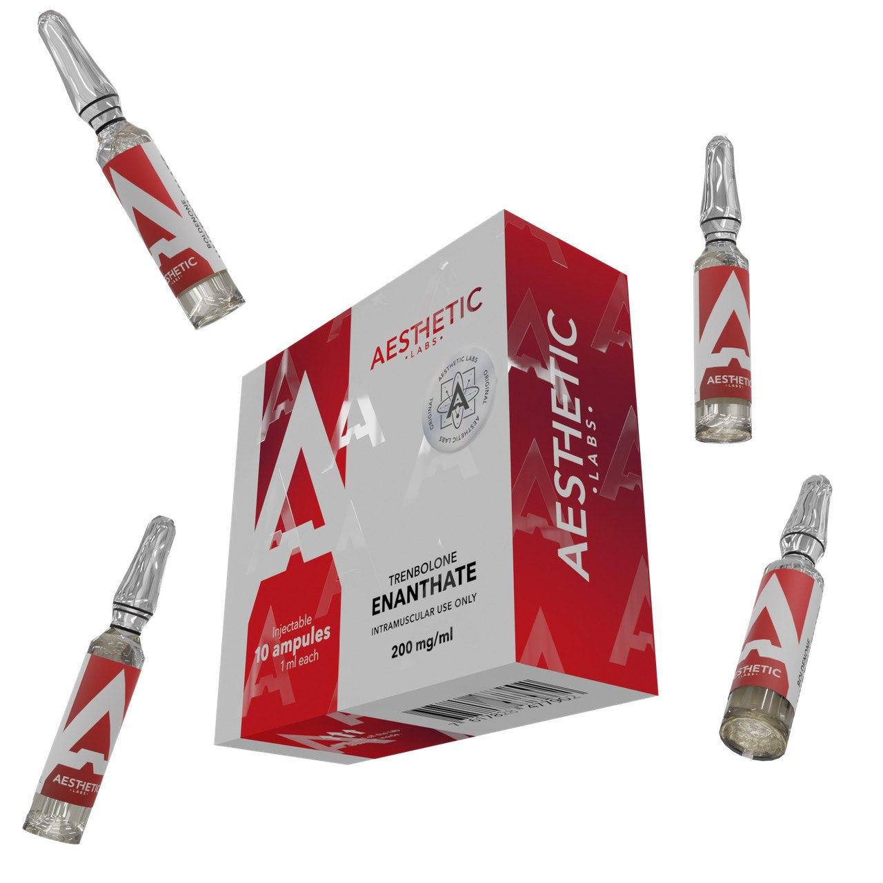 Trembolona Enantato 200mg Aesthetic Labs, 10 ampollas de 1ml para ciclos de volumen magro y densidad muscular extrema, original México.