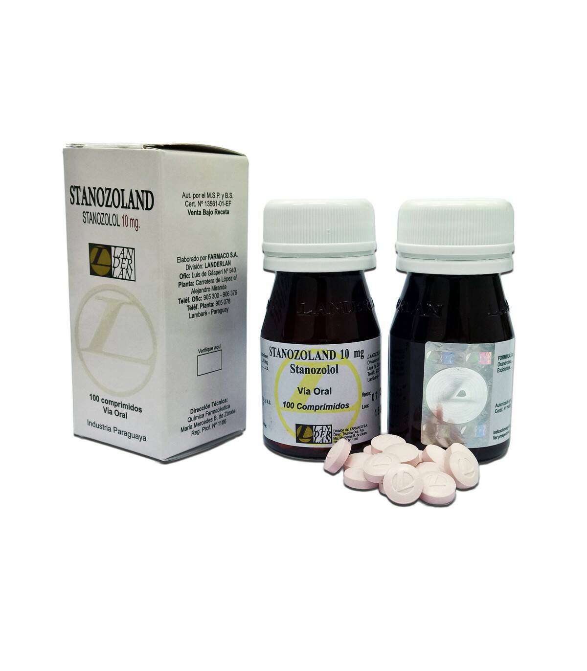 Stanozoland Landerlan 10 mg (Winstrol oral) con 100 comprimidos. Esteroide de grado farmacéutico original de Paraguay, ideal para lograr dureza muscular, vascularidad y definición en México.