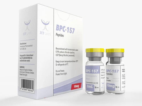 Kit de BPC-157 XT Labs 10 mg con vial de agua bacteriostática de 2 ml. El péptido regenerador de tejidos más potente para sanar lesiones, tendones y ligamentos en México.