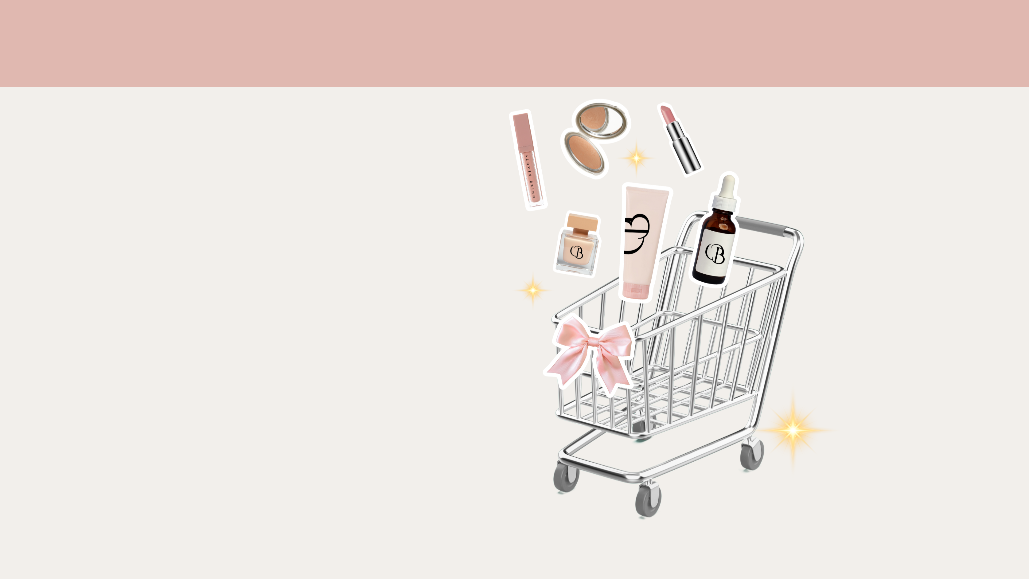 carrito de compras skincare maquillaje rubor coquette labial lujo 